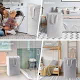 Lifewit 2 Pack Laundry Hamper Large Collapsible Laundry Baskets, Freestanding Waterproof Clothes Hamper with Easy Carry Handles in Laundry Room Bedroom Bathroom College Dorm for Adults, Grey, 2 x 80L Lifewit