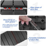 MYFAMIREA 9 Pcs Plastic Interlocking Deck Tiles 12" L x 12" W Patio Floor Decking Tiles Indoor Outdoor Waterproof Non-Slip Flooring Tiles All Weather Use for Balcony Backyard Porch Poolside, Dark Grey MYFAMIREA