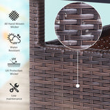 Outsunny 22'' Rattan Wicker Side Table with Steel Frame, Umbrella Insert Hole, Sand Bag for Outdoor, Patio, Garden, Backyard, Brown Outsunny