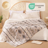 CASAAGUSTO Boho Throw Blanket - Beige and Gray Decorative Blankets with Tassel, Printed Flannel Bohemian Blanket for Chair, Bed, Sofa, Couch(50 * 60, Beige and Gray) CASAAGUSTO