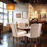 Tufted Upholstered Parsons Dining Chair Set Fabric Diner Accent Stylish Modern Kitchen Living Room with Button Sturdy Solid Wood Legs SNUGWAY