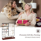 ProCase Jewelry Organizer Stand Earring Holder Organizer, 6 Tiers Earring Organizer Tree Necklace Rack Jewellery Tower Bracelets Holder Storage with Removable Wooden Ring Tray for Women Girls -Black ProCase