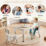 SwemDec Kids Table and 2 Chairs Set, Children Multi-Activity Toddler Table and Chair Set with Graffiti Tabletop for Ages 3-8, Height-Adjustable Kids Study Desk for Classroom/Daycare/Home SwemDec