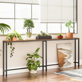 HOOBRO 5.9" Skinny Console Table with Charging Station, 78.7" Narrow Sofa Table with Power Outlets, Long Behind Couch Table, Slim Entryway Table for Hallway, Living Room, Rustic Brown BF205UXG01 HOOBRO