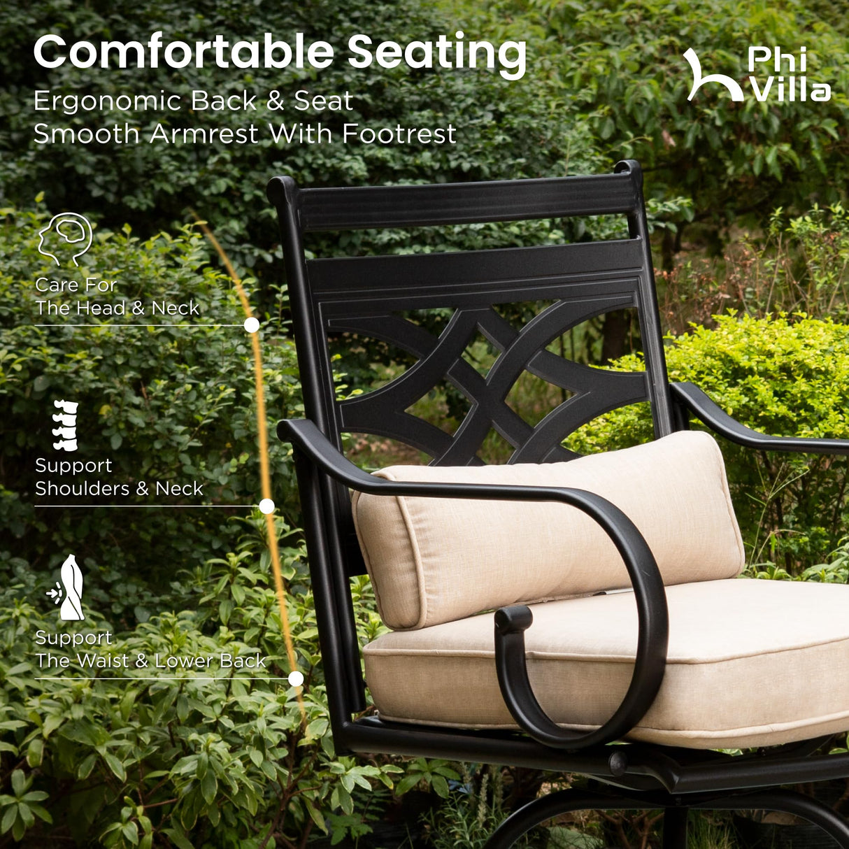 PHI VILLA 5 Piece Patio Bar Set,Outdoor Bar Table and Chairs Set, Strong and Heavy Duty Outdoor Bar Set with Cushion and Pillow，4PC Swivel Bar Stools with Rectangular Bar Height Table PHI VILLA