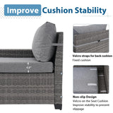 JOIVI 6 Pieces Outdoor Patio Furniture Set, Rattan Patio Sectional Sofa Conversation Set with Coffee Table, PE Wicker L-Shaped Sofa Set with Cushions for Garden, Backyard, Deck, Gray JOIVI