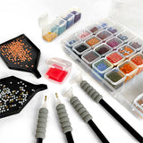 ArtSkills Diamond Painting Kit, Diamond Art on Framed Canvas with Gem Storage Case and Accessory Kit, Beach, 3 Stretched Canvas Panels, 14” x 7” Each ArtSkills