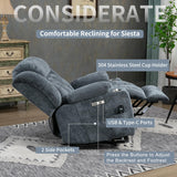 Trustyue Power Lift Chair with Full-Body Massage and Heat, Electric Recliner Chairs for Adults, Remote Control, Standing Assistance, USB Ports, Stainless Steel Cup Holders, Chenille Blue Trustyue