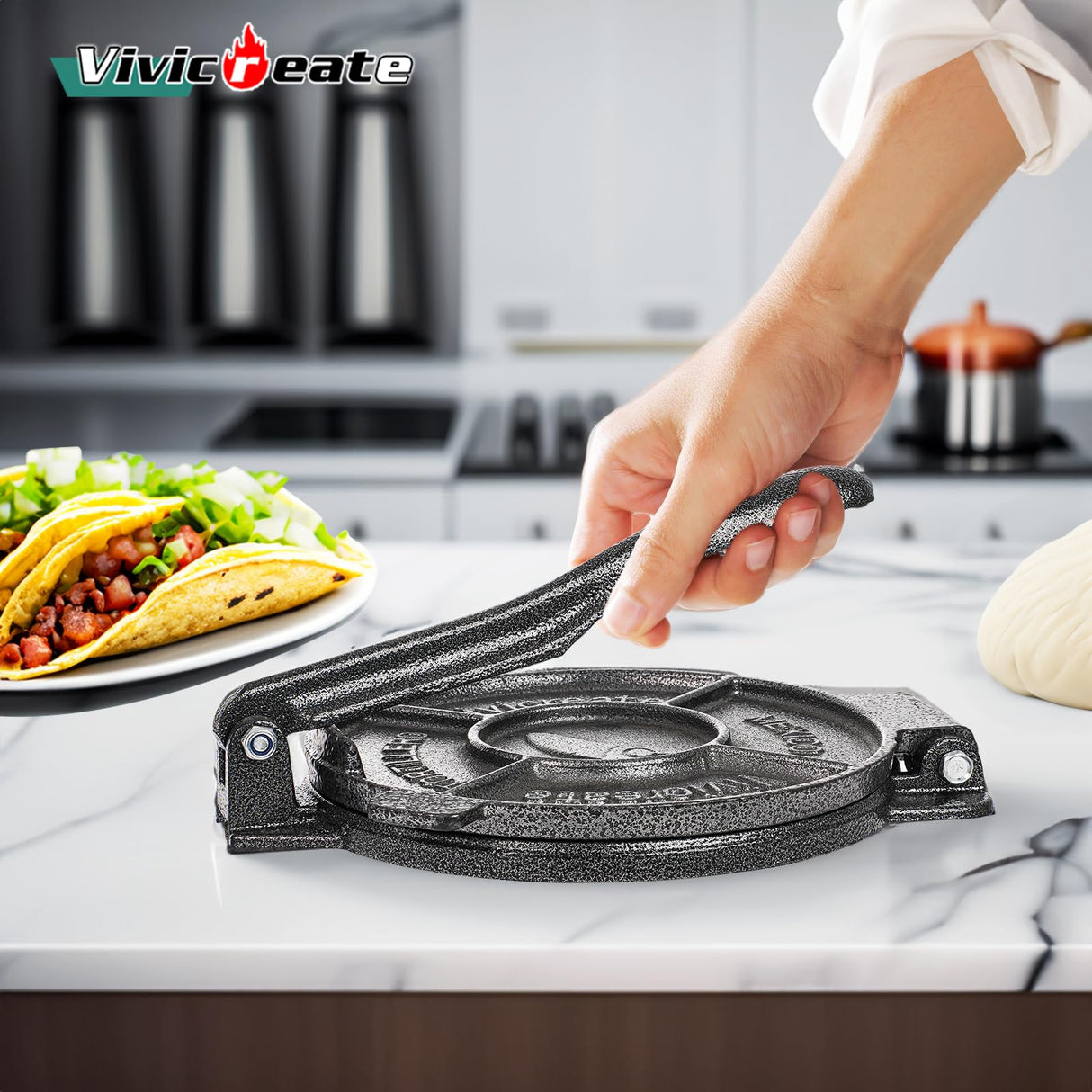 Vivicreate Tortilla Press,Tortilla Maker, Dough Press,Flour Tortilla press, Rotis Press, Quesadilla,Tortilla Makers (7.5 inch) vivicreate