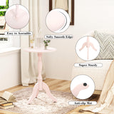 HLR Round Small End Table Wooden Side Table Pedestal Side Table Vintage Accent Tables Nightstand Coffee Table for Living Room, Bedroom, Entryway (1, Pink) HLR