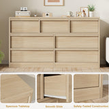 GarveeHome 7 Drawer Dresser for Bedroom, Modern Double Dresser Organizer with 7 Drawers Large Storage, Wooden Chest of Drawers for Bedroom, Living Room, Nursery - Natural GarveeHome