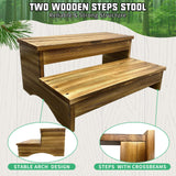 Long wooden step stool, 2 steps wood stool with non-slip pads for kitchen high bed for kids, adults and elderly (26.8" L*20.1" W*11.8" H) yeezoo