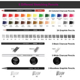 HIFORNY 126 PCS Drawing Kit Sketching Pencil Set,Sketch Pencils Art Supplies with 3-Color Sketchbook,Graphite,Charcoal,Blending Tools,Drawing Pencils for Adults Artists in Zipper Case HIFORNY