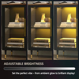 Foreate Glass Sideboard Buffet Cabinet with 13-Color Light, 47.2" Metal Wood Coffee Bar Cabinet with 3 Glass Doors & Adjustable Shelve, Modern Home Bar Credenzas for Home Kitchen Living Room, Black Foreate