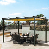 Domi Outdoor Living 10’ X 13’ Outdoor Retractable Pergola with Weather-Resistant Canopy Aluminum Garden Pergola Patio Grill Gazebo for Courtyard domi outdoor living