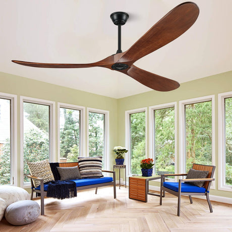BOOSANT 72" Ceiling Fans without Lights, 72 inch Ceiling Fan no Light, High cfm Quiet 3 Blade Wood Walnut Ceiling Fan, Large Modern Ceiling Fan with Remote, Propeller Outdoor Ceiling Fans for Patios BOOSANT