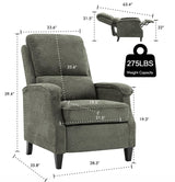 VKNOW Push Back Upholstered Recliner Chair Home Theater Seating Adjustable Modern Fabric Reclining Chair Padded Seat Backrest Recliner Sofa for Living Room (Green) VKNOW