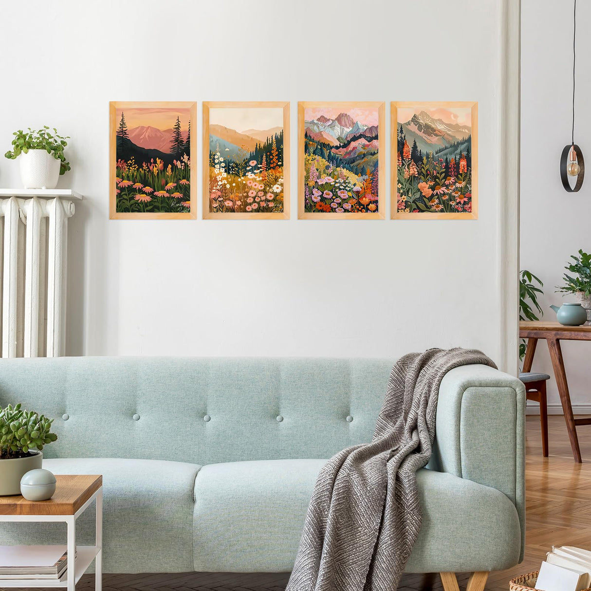 Yeaqee 4 Pcs Diamond Art Kits DIY Painting for Adult Aesthetic Wall Diamond Crafts Aesthetic Room Decor Cute Painting Pictures 5d Craft Wall Decor for Home 10 x 11.8''(Flower Mountain) Yeaqee