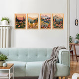 Yeaqee 4 Pcs Diamond Art Kits DIY Painting for Adult Aesthetic Wall Diamond Crafts Aesthetic Room Decor Cute Painting Pictures 5d Craft Wall Decor for Home 10 x 11.8''(Flower Mountain) Yeaqee