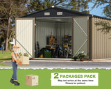 Greesum Metal Outdoor Storage Shed 10FT x 10FT, Steel Utility Tool Shed Storage House with Door & Lock, Metal Sheds Outdoor Storage for Backyard Garden Patio Lawn (10' x 10'), Brown Greesum