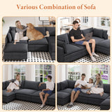 Vesgantti 109" U Shaped Cloud Sectional Sofa, Comfy Corduroy Upholstered Sectional Modular Sofas for Living Room, Modern Modular Couch with 2 Ottoman Deep Seat, Dark Grey Vesgantti