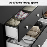 Flamaker 6 Drawer Dresser Chests for Bedroom, Storage Dressers Organizer with Anti-Tilt Devices, Modern Wide Wood Chest of Drawers for Living Room Hallway Entryway (Black) Flamaker