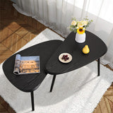 WDSHIYI Black Nesting Coffee Tables Set of 2 End Bamboo Table for Living Room Bedroom Apartment Modern Industrial Simple Nightstand 32" D x 20" W x 18.5" H WDSHIYI