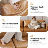 ABCASA Faux Leather Loveseat Sofa Sleeper Bed with Storage Seat, 64.6" Modular Sectional Couch Deep Seat with Reversible Chaise 2-Seat Brown ABCASA