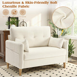 Hanherry Loveseat Sofa, 47” Small Couch for Living Room, Comfy Chenille Fabric Love Seat for Bedroom withThrow Pillow,Removable Cushion Cover,Couches for Small Space,Apartment,Dorm Hanherry