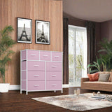 YITAHOME Dresser for Bedroom with 9 Drawers, Fabric Storage Dresser, Closet Dresser & Chest of Drawers for Living Room, Closets - Sturdy Steel Frame, Wooden Top & Easy Pull Fabric Bins(Rose Pink) YITAHOME