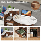 Tangkula Reception Desk, Front Counter Desk with Lockable Drawers, L Shaped Retail Counter with Oval Desktop, Checkout Computer Workstation for Salon Lobby Home Office Tangkula