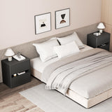 Dripex Fluted Nightstand with 2 Drawers, Large Wide Wood Night Stand Bedside Tables for Bedroom, Mid-Century Modern Storage Bed Side Table, End Tables for Living Room Sofa Couch, Black, Set of 2 Dripex