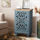 PHI VILLA Small Accent Storage Cabinet with Single Door - Decorative Nightstand for Living Room Bedroom, End Side Table Cabinet Blue PHI VILLA