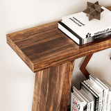 LITTLE TREE 70.9-Inch Console Table, Long Sofa Table Behind Couch, Farmhouse Wood Console Table with Storage Shelf for Entryway, Living Room, Hallway LITTLE TREE
