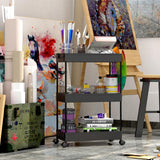 SPACEKEEPER Storage Rolling Cart 3 Tier, Laundry Room Organization Bathroom Cart Organizer Utility Mobile Shelving Unit Multi-Functional Shelves for Office, Kitchen, Black SPACEKEEPER