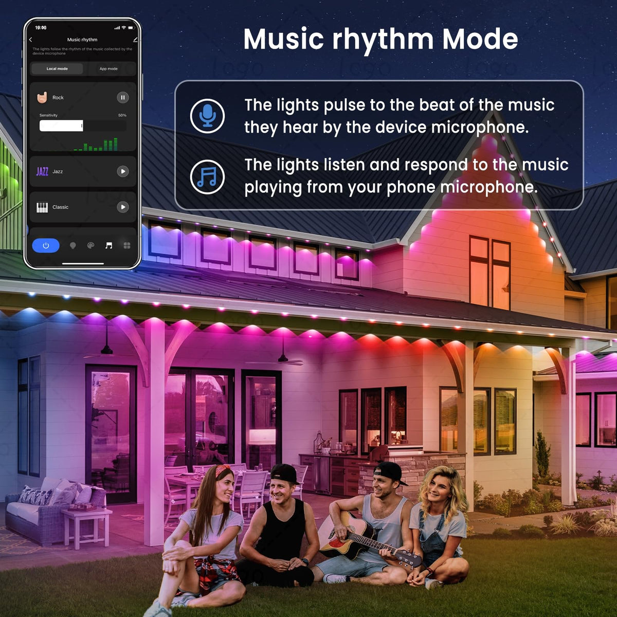 Smart Permanent Outdoor Lights for House, 49.6ft with 30 RGB+IC Smart Outdoor Lights, P67 Waterproof with DIY Scene for Halloween Christmas Decor, Remote Control, Work with Alexa, Google Assistant MFROO