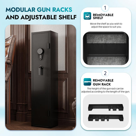Karini 5 Rifle Gun Safes Gun Safe for Rifle and Pistols Quick Access Rifle Safe for Home Assembled Gun Cabinets for Rifles and Shotguns Long Gun Safe Clearance Gun Locker with Adjustable Shelf Karini