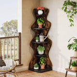 Tribesigns Rustic 5-Tier Corner Shelf – 69" Tall Wood Bookshelf & Display Stand for Small Spaces Tribesigns