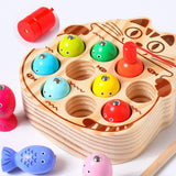 kidus Montessori Magnetic Wooden Fishing Game for Toddlers 1-3 Years Old,Fine Motor Skills Early Learning Eyes Hands Cooperation Toy for Boys & Girls Great Birthday Gift kidus