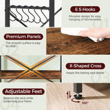 MAHANCRIS Bakers Rack with Power Outlet, Microwave Stand with Adjustable Mesh Rack, Coffee Bar Station, Kitchen Storage Racks with 6 S Hooks, for Kitchen, Dining Room, Rustic Brown and Black BRHR80E01 MAHANCRIS