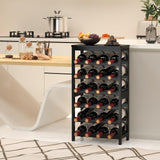 MOGELAFOO 6 Tier Bamboo Wine Rack Freestanding Floor, 24 Bottles Wine Storage Shelves with Table Top, Stackable Wine Display Rack for Kitchen, Bar, Dining Room, Black MOGELAFOO