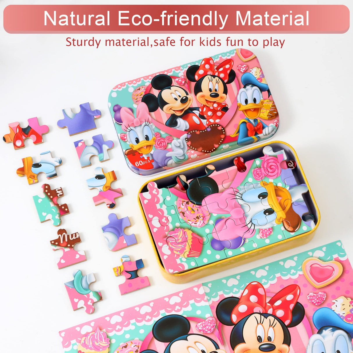 MZZOTOY Puzzles for Kids Ages 4-8, 60 Pieces Puzzles for Kids Ages 3-5 in a Metal Box Jigsaw Puzzles Girls and Boys Educational Puzzlese Toys Gifts MZZOTOY