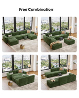 Amada 80" L Shaped Sofa Modular, Corduroy Clopud Couches with Deep Seats &High-Back, Upholstered Couches for Living Room Bedroom with Ottoman, No Assembly Required(2-Seater&1 Ottoman,Green) AMADA HOMEFURNISHING
