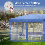 VINGLI 10x20 Pop Up Canopy with Sidewalls Wheeled Bag Easy Up Canopy Tent with Nettings, Screened in Gazebo for Camping Screened Canopy (Blue, 10x20) VINGLI