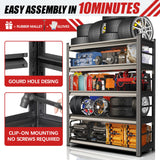 72" H, 3000 lb. Heavy Duty Storage Shelving Unit | Adjustable 5-Tier Metal Garage Storage Shelves | Easy to Assemble, Storage Shelves for Basements and Garages, 72 "H*36 "W*16 "D Metallitrend