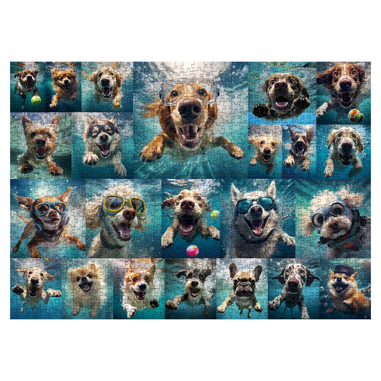 Dog Jigsaw Puzzle for Adults 1000 Piece, Funny Puppy Animal Jigsaw Puzzles, Fun Cool Silly Puzzle with Underwater Dogs BBOLDIN