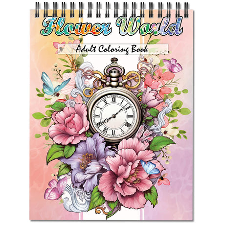 Jadeso Adult Coloring Book - 30 Unique Flowers Patterns and Designs, Coloring Book for Adults Relaxation and Stress Relief, Spiral Bound Adult Coloring Books for Women, Thick Smooth Paper(120gsm) Jadeso