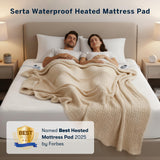 Serta Waterproof Heated Mattress Pad - Electric Bed Warmer with 10 Heat Settings, Auto Shut Off Timer, ETL Certified Electric Mattress Pad, Elastic Deep Pocket, Machine Washable, White King Serta