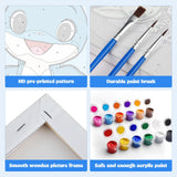 MXJSUA 4 Pack Cute Animals Paint by Numbers Kit with Framed Canvas for Ages 6-12 Kids, Turtle Paint by Numbers Kits for Children Beginners, Acrylic Oil Painting for Home Wall Decor Gift (8x8 inch) MXJSUA