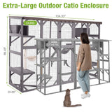 GUTINNEEN Extra-Large Catio, 104" Wall-Mounted Outdoor Cat Enclosure - Cat House Window Box Walk-in Cat Kennel Shelter with Weatherproof Roof, 2 Scratching Posts, 2 Hammocks & Bridge for 6-8 Cats GUTINNEEN